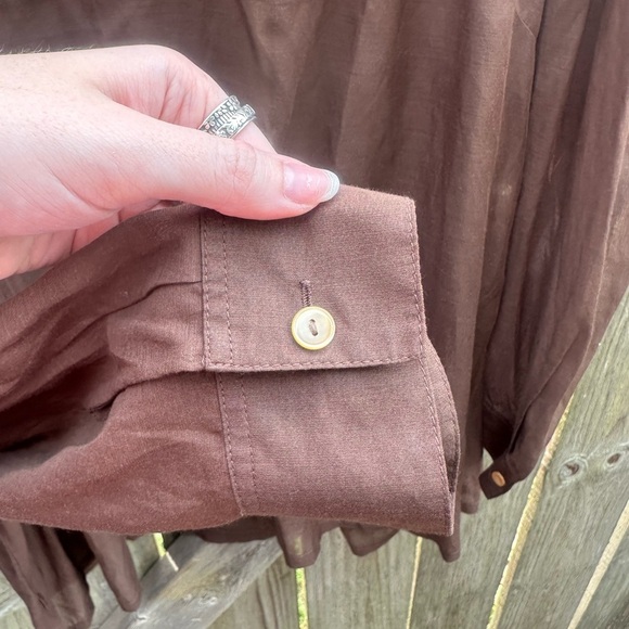 Eddie Bauer Silk Blend Pleated Front Quarter Button Down Front Tunic Blouse - Picture 4 of 6